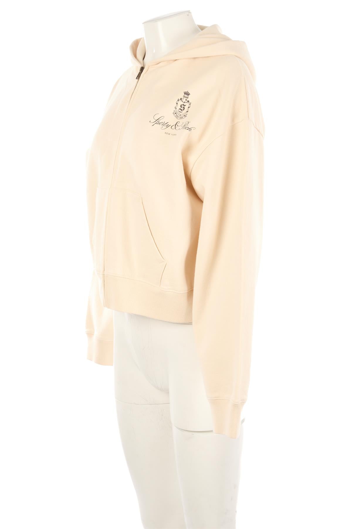 SPORTY & RICH CREAM COTTON HOODIE LARGE