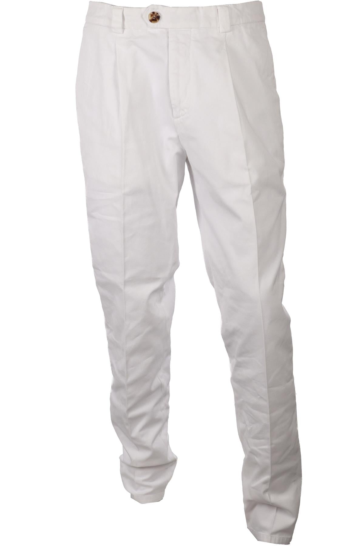 BRUNELLO CUCINELLI WHITE MEN'S COTTON STRAIGHT LEG PANTS IT 50 UK 34 FR 42