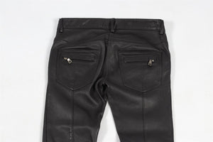 BALMAIN BLACK LEATHER FLARED PANTS FR 36 UK 8