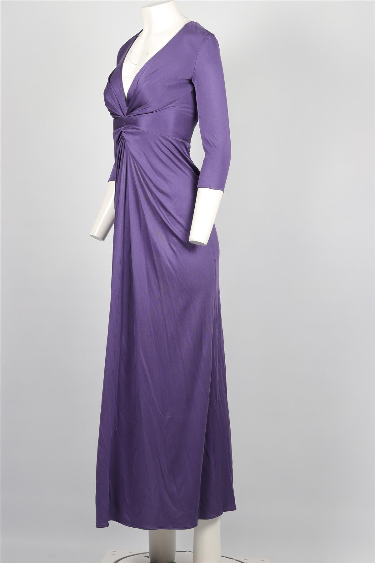 ISSA LONDON PURPLE SILK MAXI DRESS UK 10