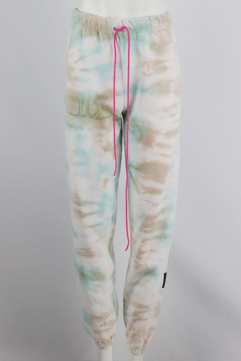 DANZY TIE DYED COTTON BLEND JERSEY TRACK PANTS SMALL