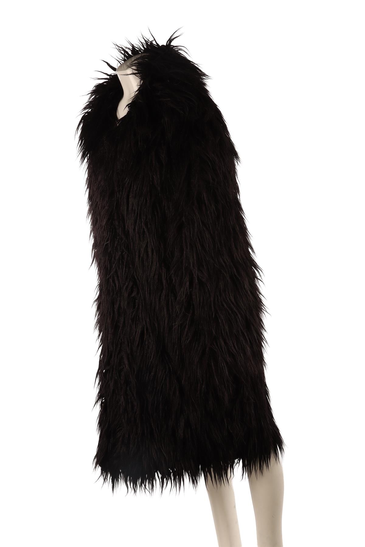 MIKUTA BLACK FAUX FUR COAT MEDIUM