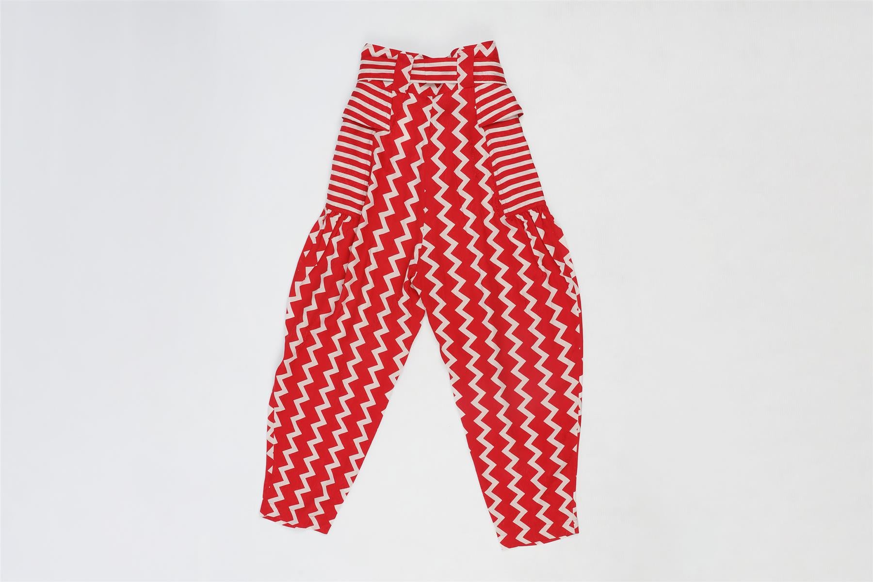 STELLA MCCARTNEY RED SILK TAPERED PANTS IT 36 UK 4