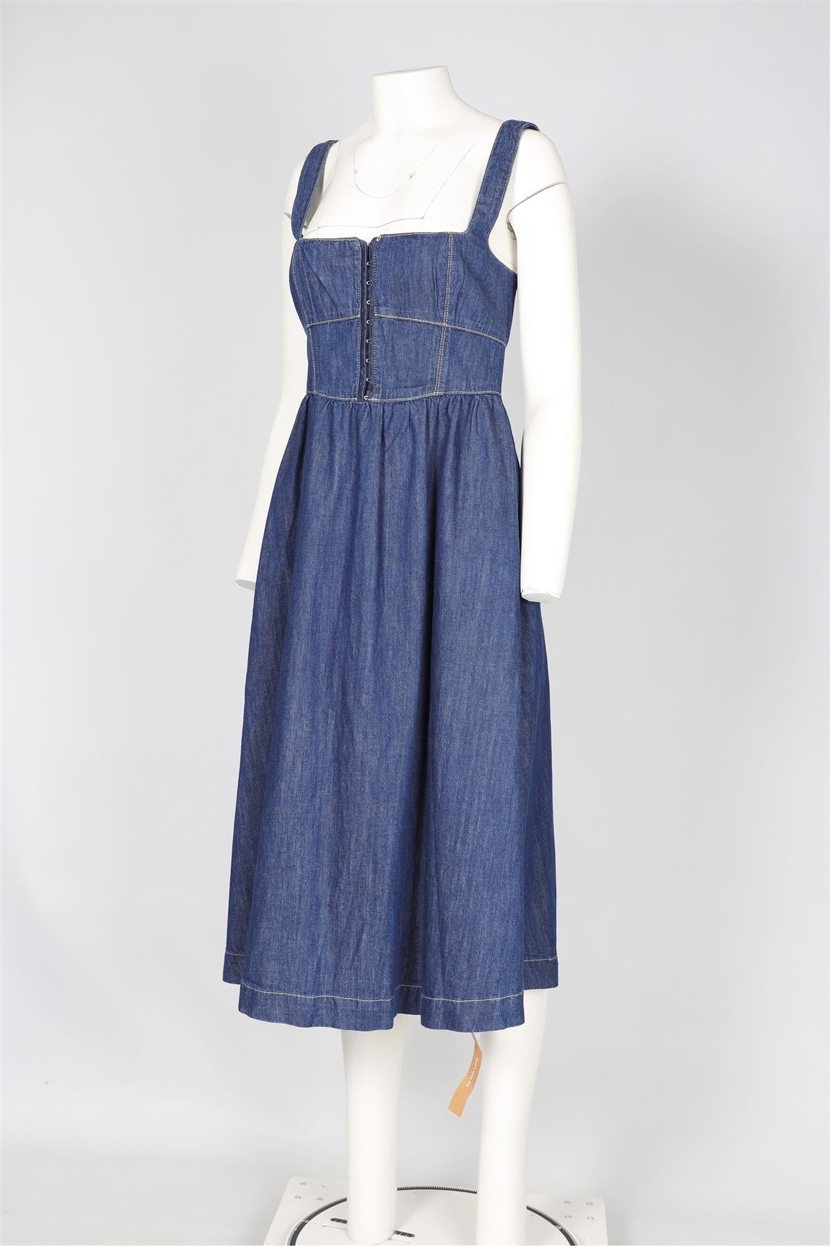 REFORMATION BLUE DENIM MIDI DRESS US 4 UK 8