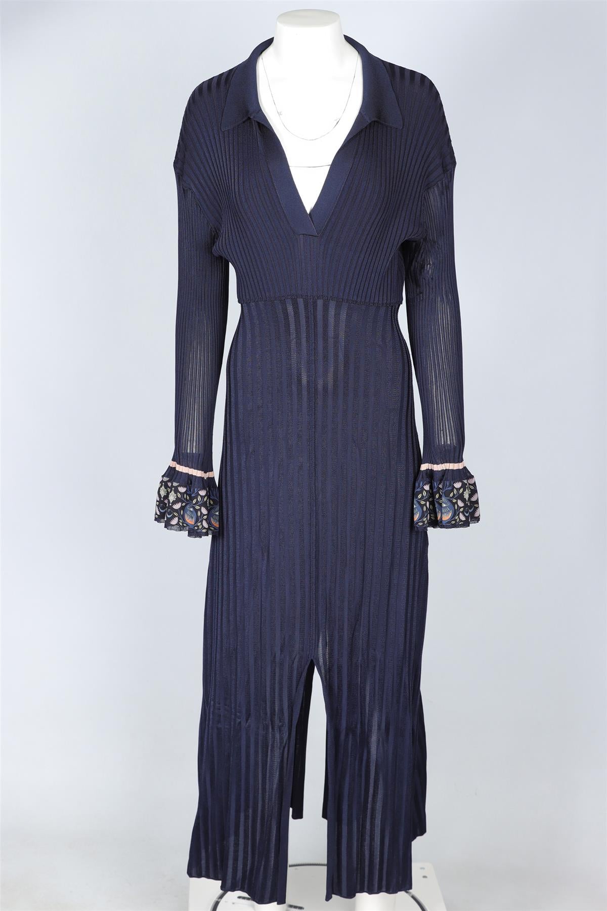 CHLOÉ BLUE KNIT MAXI DRESS LARGE