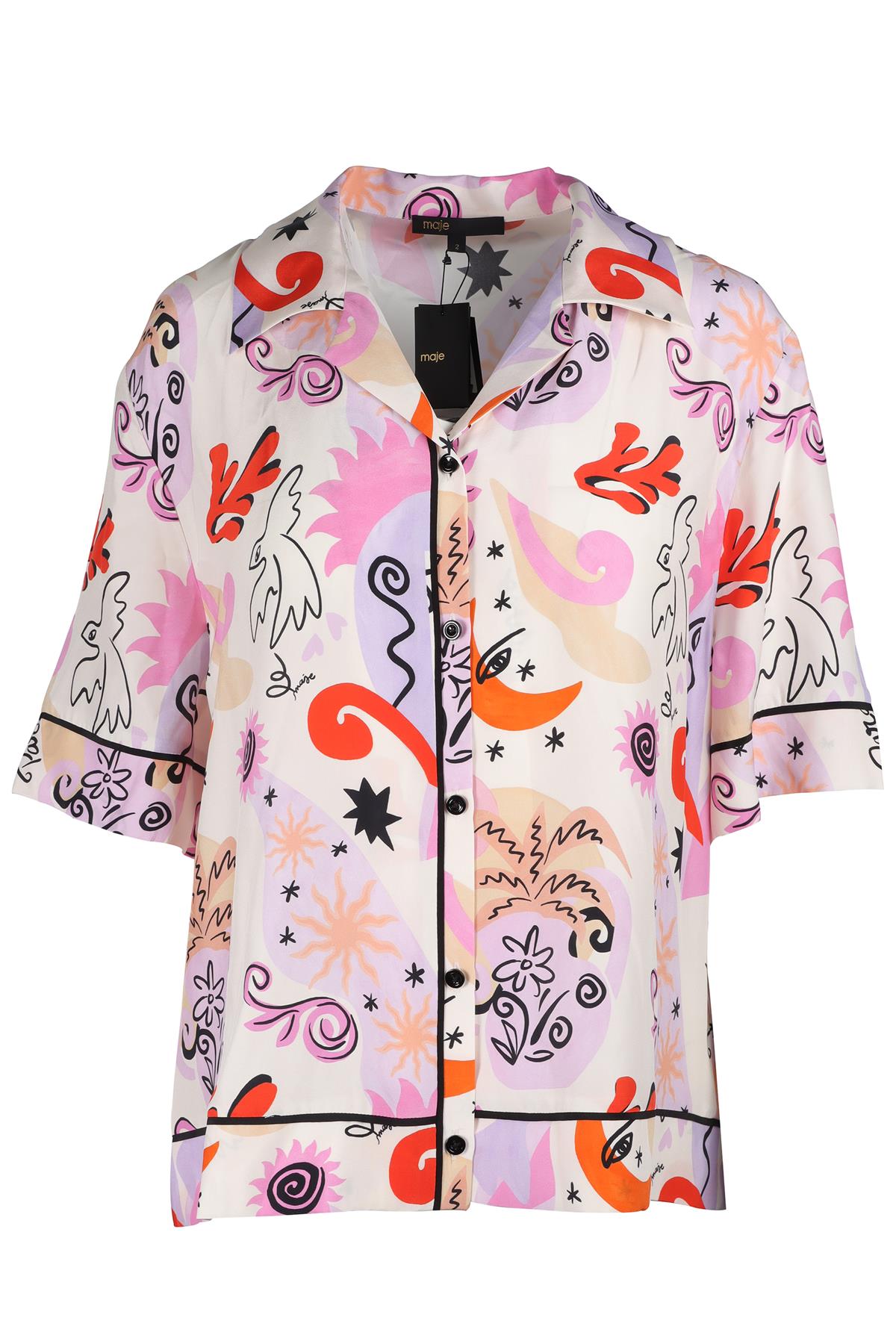 MAJE MULTI SILK SHIRT UK 12