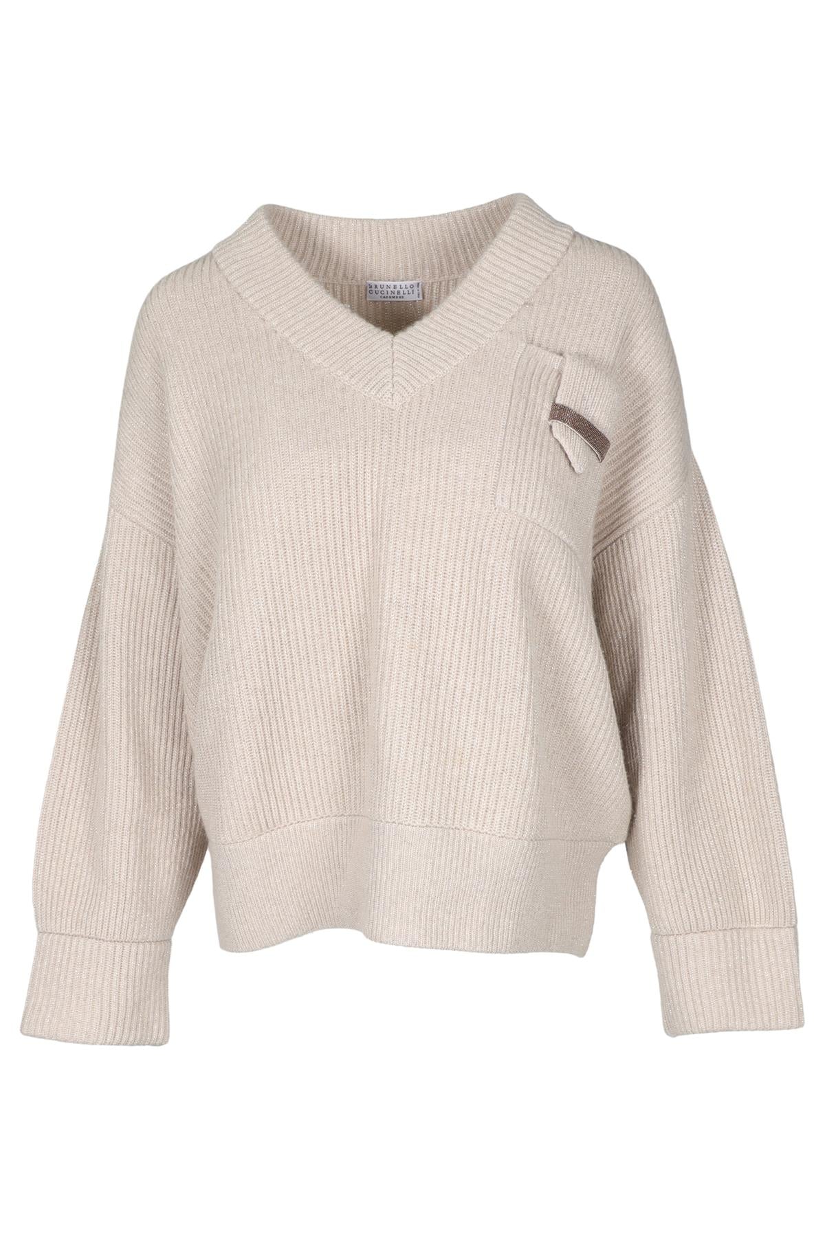 BRUNELLO CUCINELLI BEIGE CASHMERE SWEATER SMALL