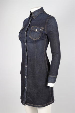 ALEXA CHUNG BLUE DENIM MINI DRESS XSMALL