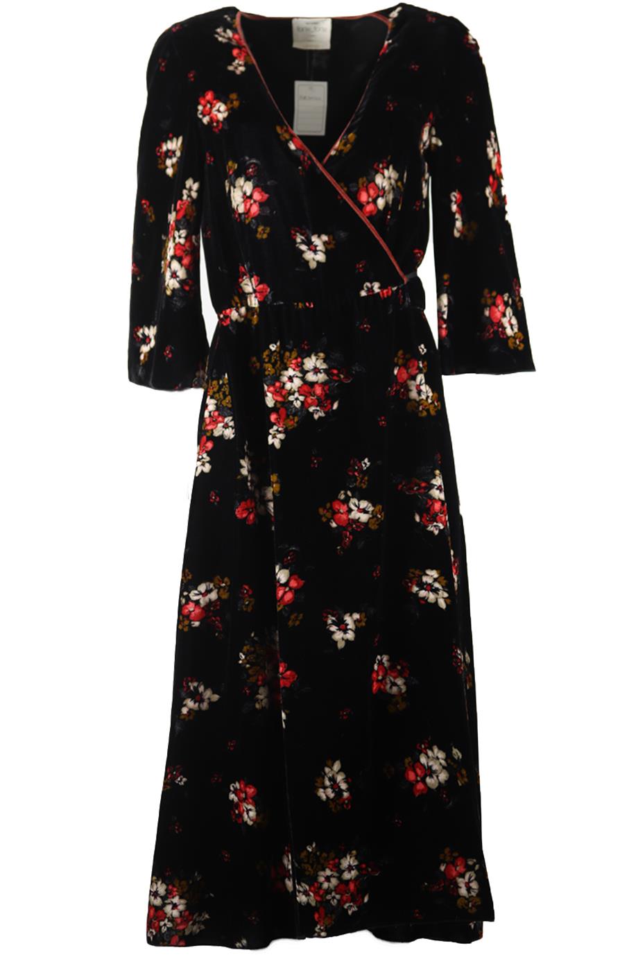 FORTE FORTE FLORAL PRINT VELVET WRAP MAXI DRESS UK 8