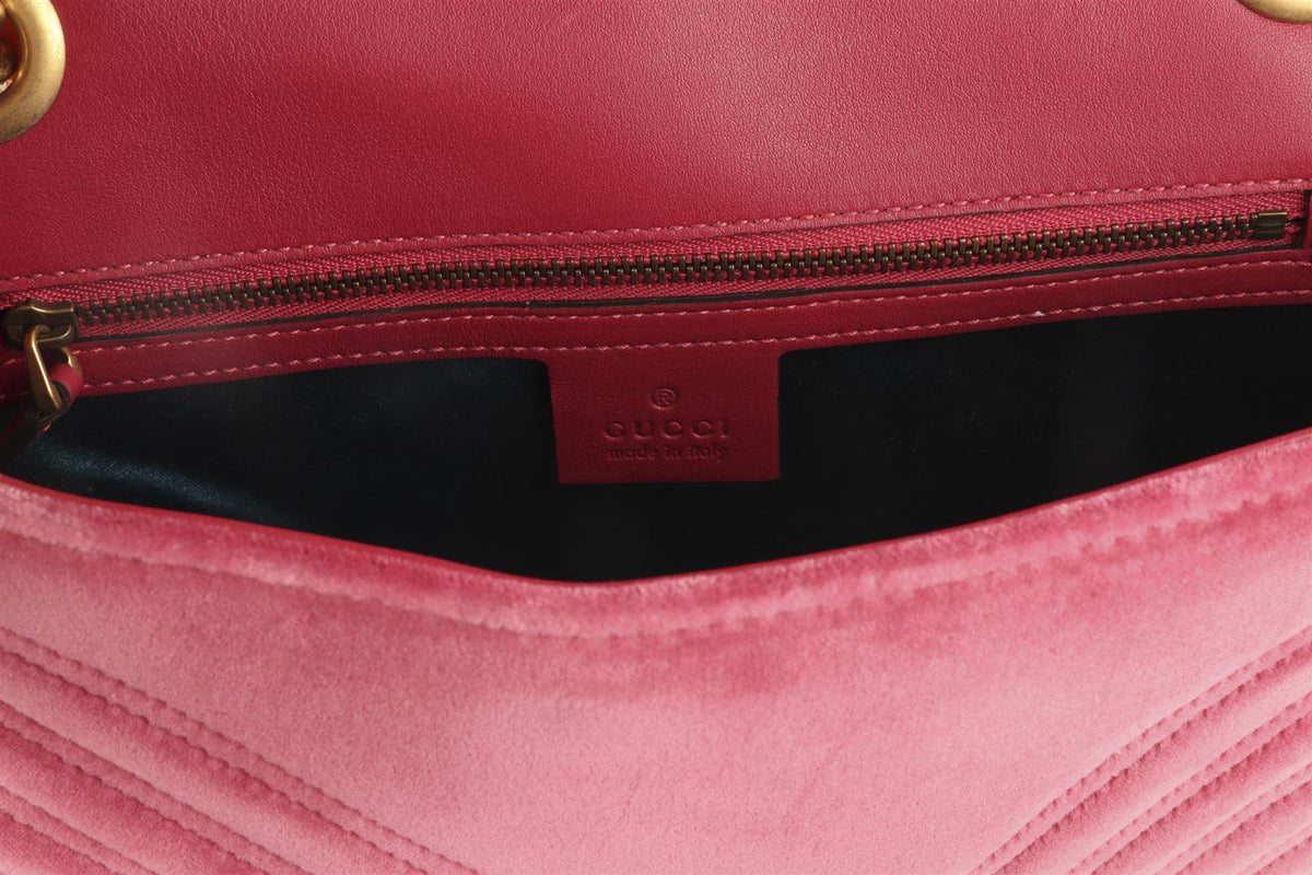 GUCCI PINK MARMONT VELVET SHOULDER BAG