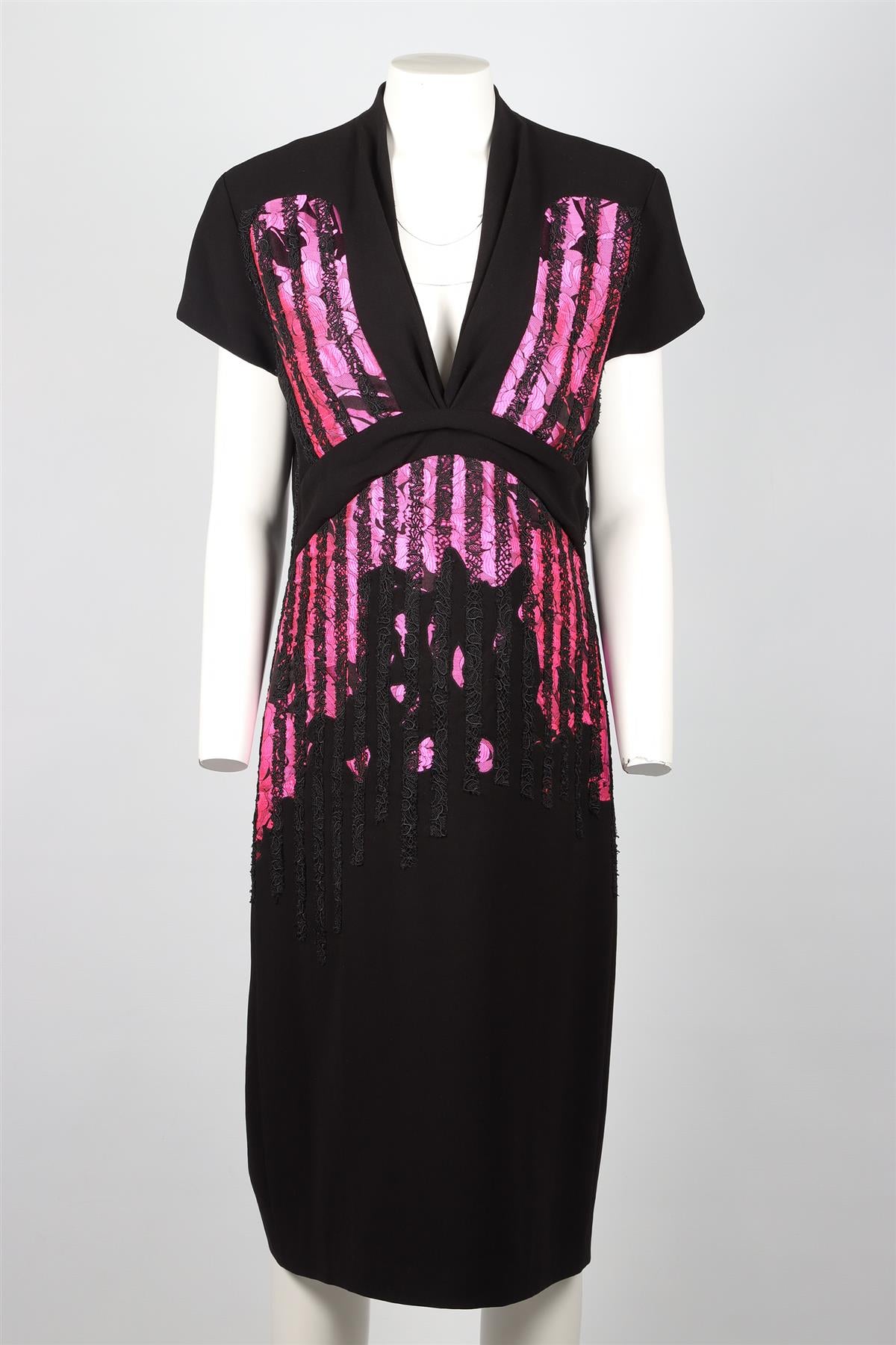 BOTTEGA VENETA BLACK CREPE MIDI DRESS IT 44 UK 12