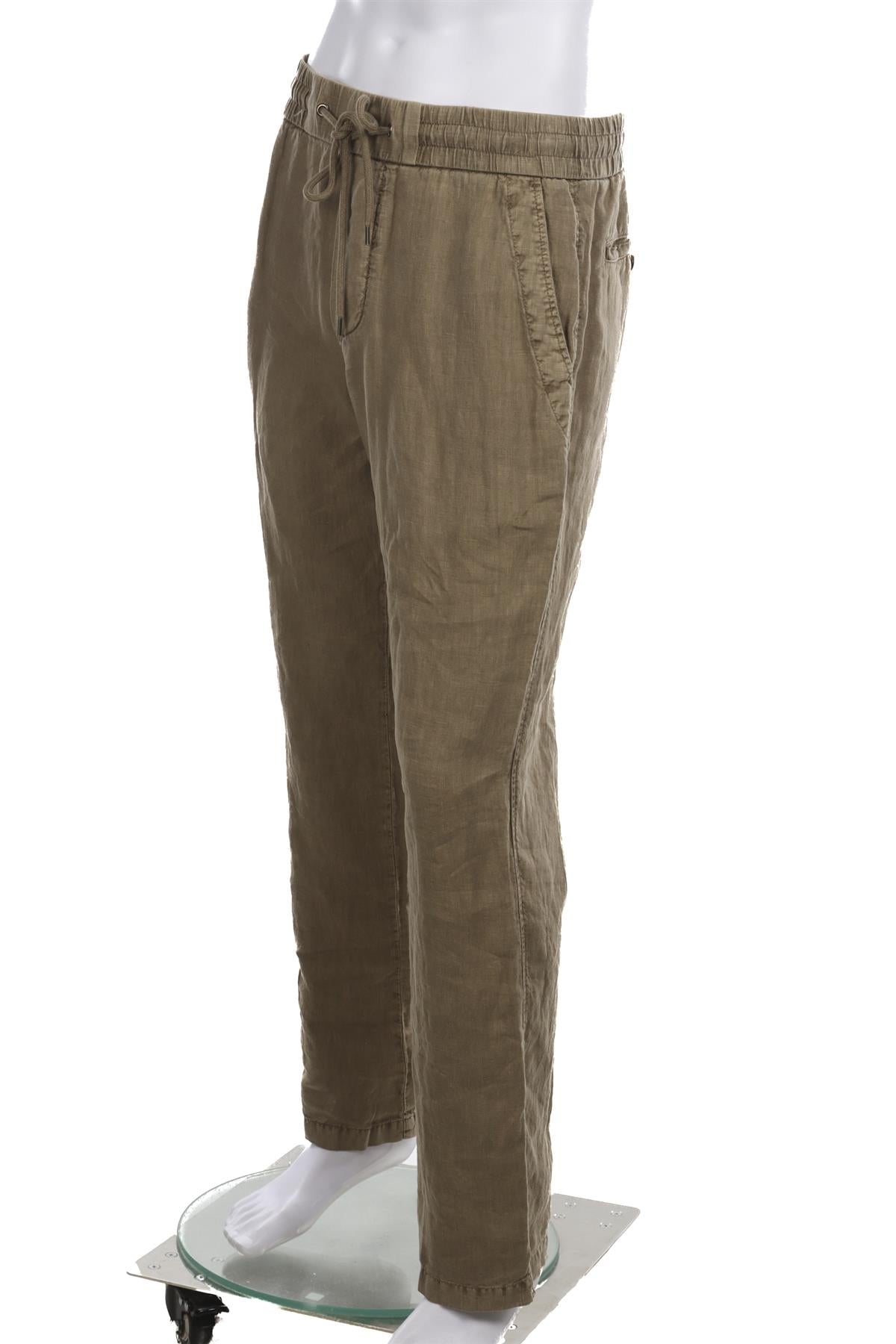JAMES PERSE KHAKI MENS LINEN STRAIGHT LEG PANTS SMALL