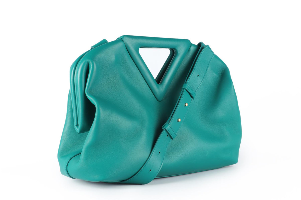 BOTTEGA VENETA TEAL POINT MEDIUM LEATHER TOTE BAG