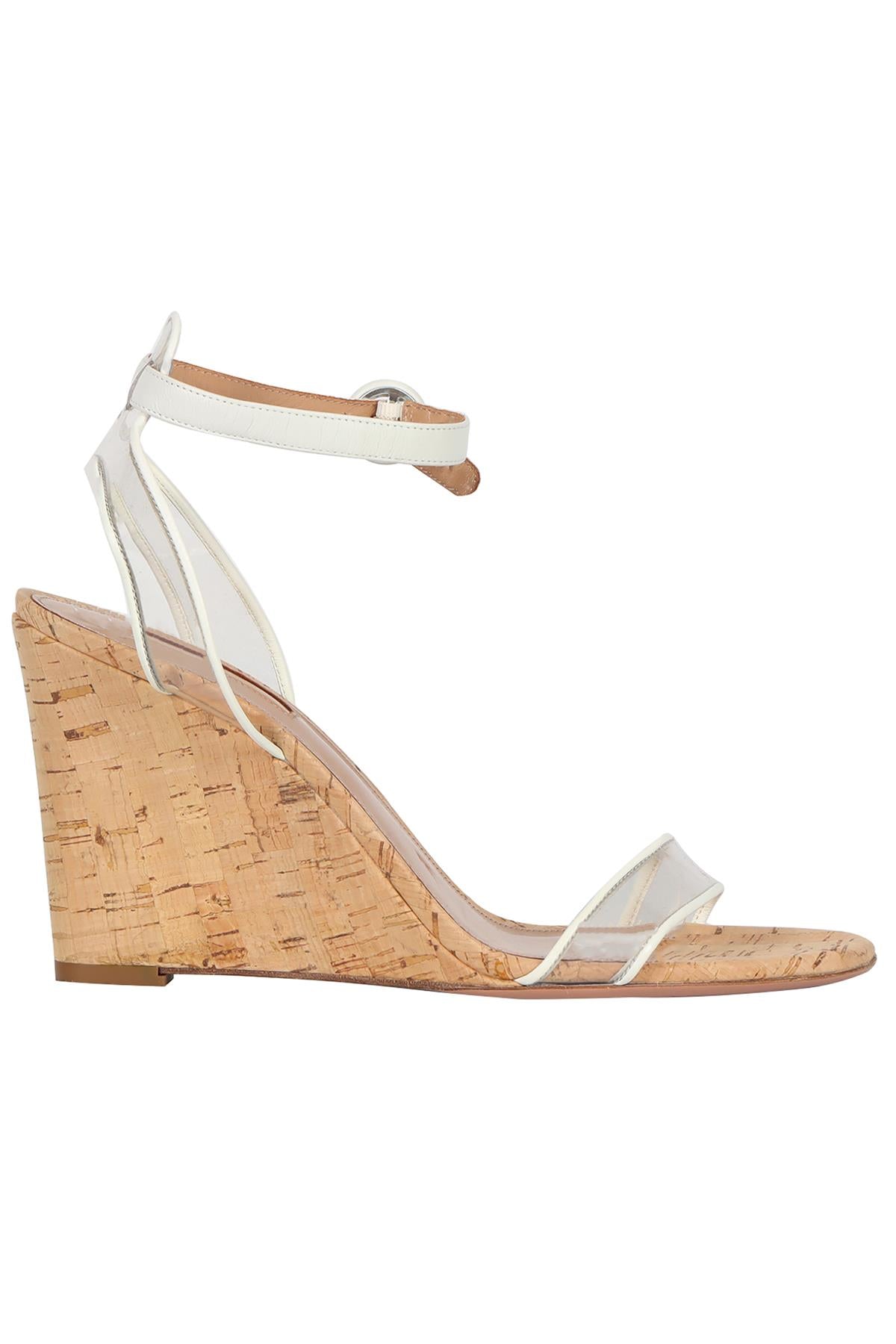 AQUAZZURA PVC AND LEATHER WEDGE SANDALS EU 39.5 UK 6.5 US 9.5