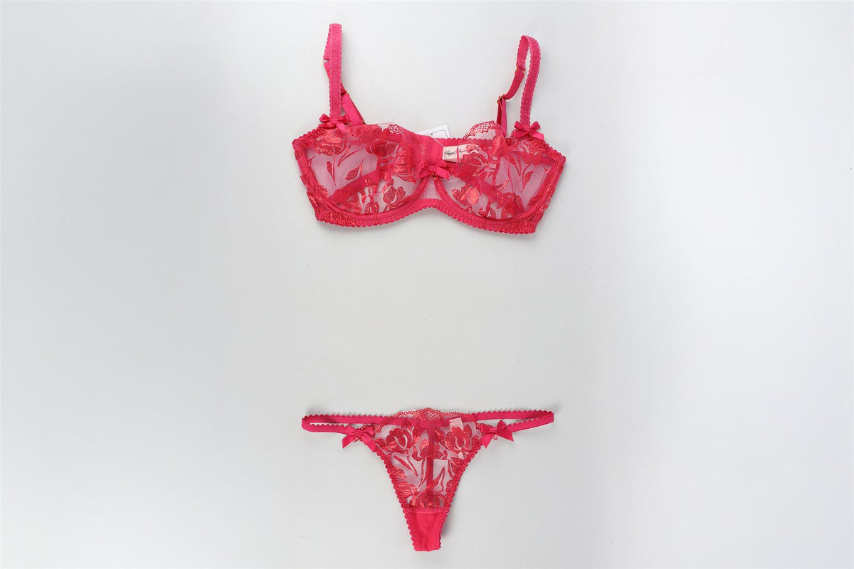 AGENT PROVOCATEUR PINK BRA AND THONG SET UK 34 DD/2