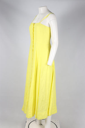 GABRIELA HEARST YELLOW LINEN MAXI DRESS IT 40 UK 8