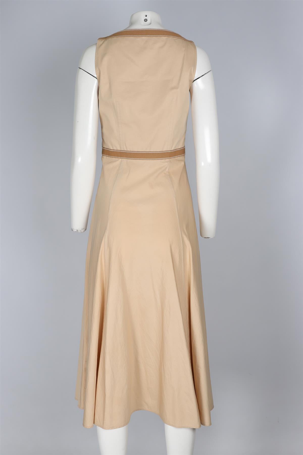 HERMÈS BEIGE COTTON MAXI DRESS FR 38 UK 10