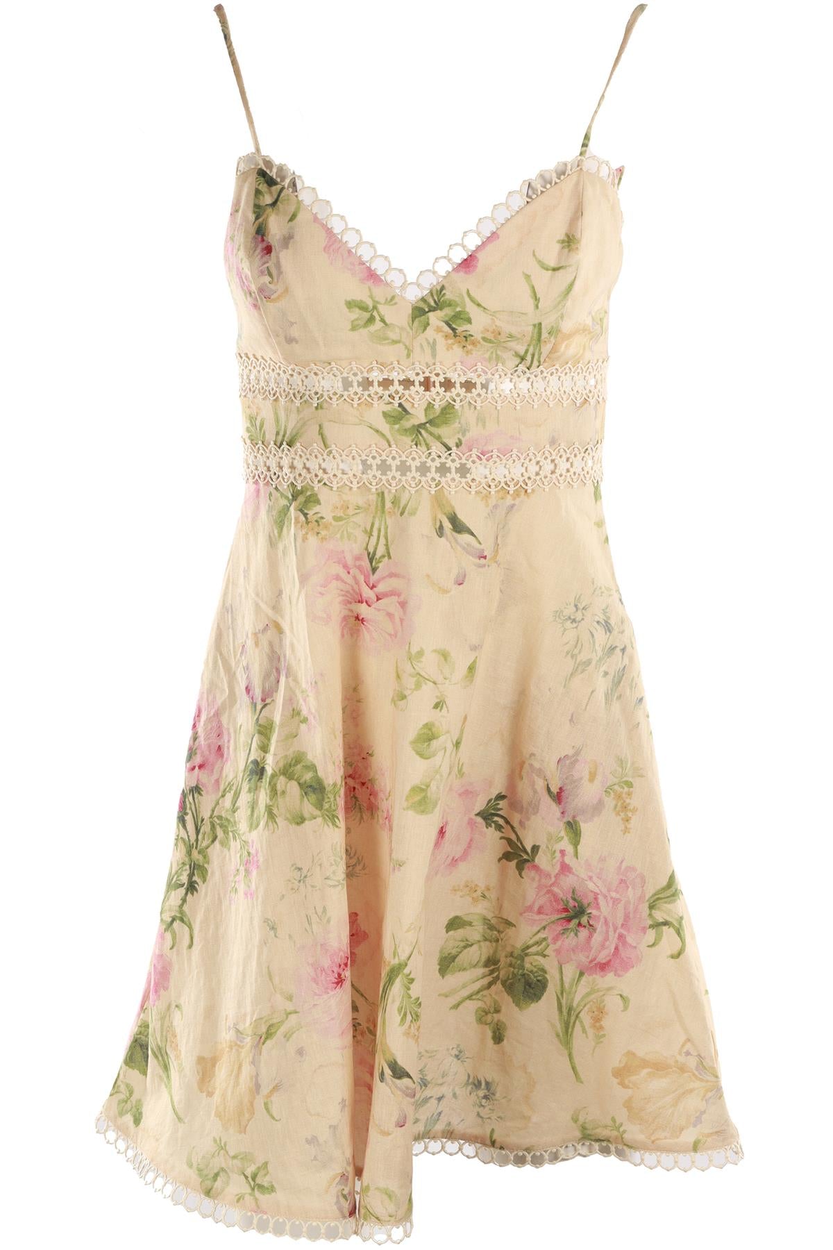 ZIMMERMANN BEIGE LINEN MINI DRESS 1 UK 10