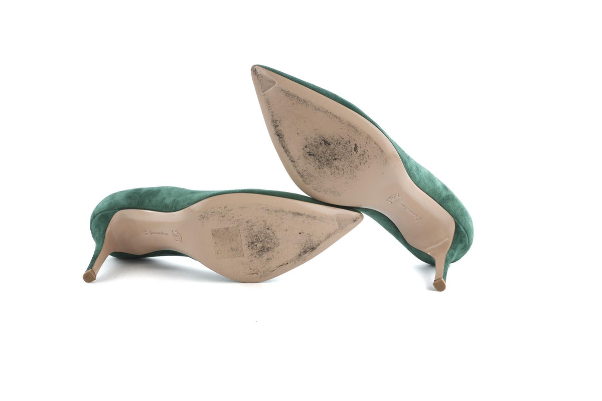 GIANVITO ROSSI GREEN SUEDE PUMPS EU 38 UK 5 US 8