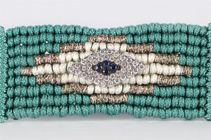Diane Kordas Blue Evil Eye Diamond and Cord Bracelet