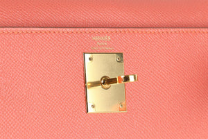 HERMÈS PINK 2014 KELLY SELLIER 28 CM EPSOM LEATHER BAG IN FLAMINGO