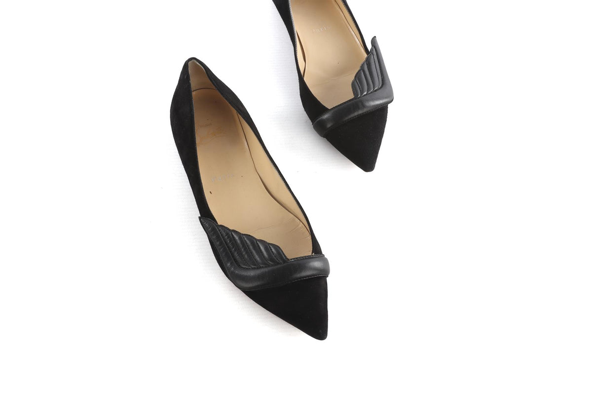 CHRISTIAN LOUBOUTIN BLACK SUEDE BALLET FLATS EU 38 UK 5 US 8