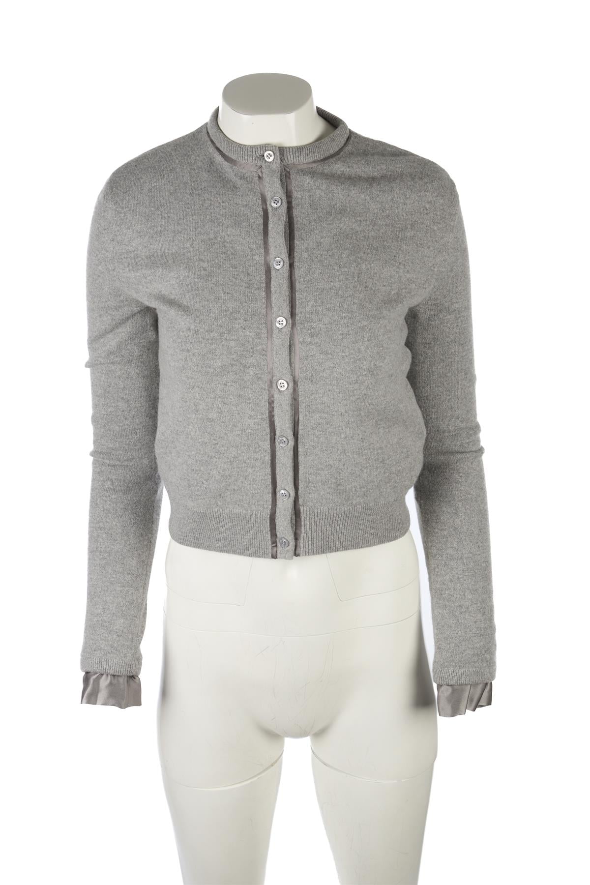 SAINT LAURENT GREY WOOL CARDIGAN XSMALL