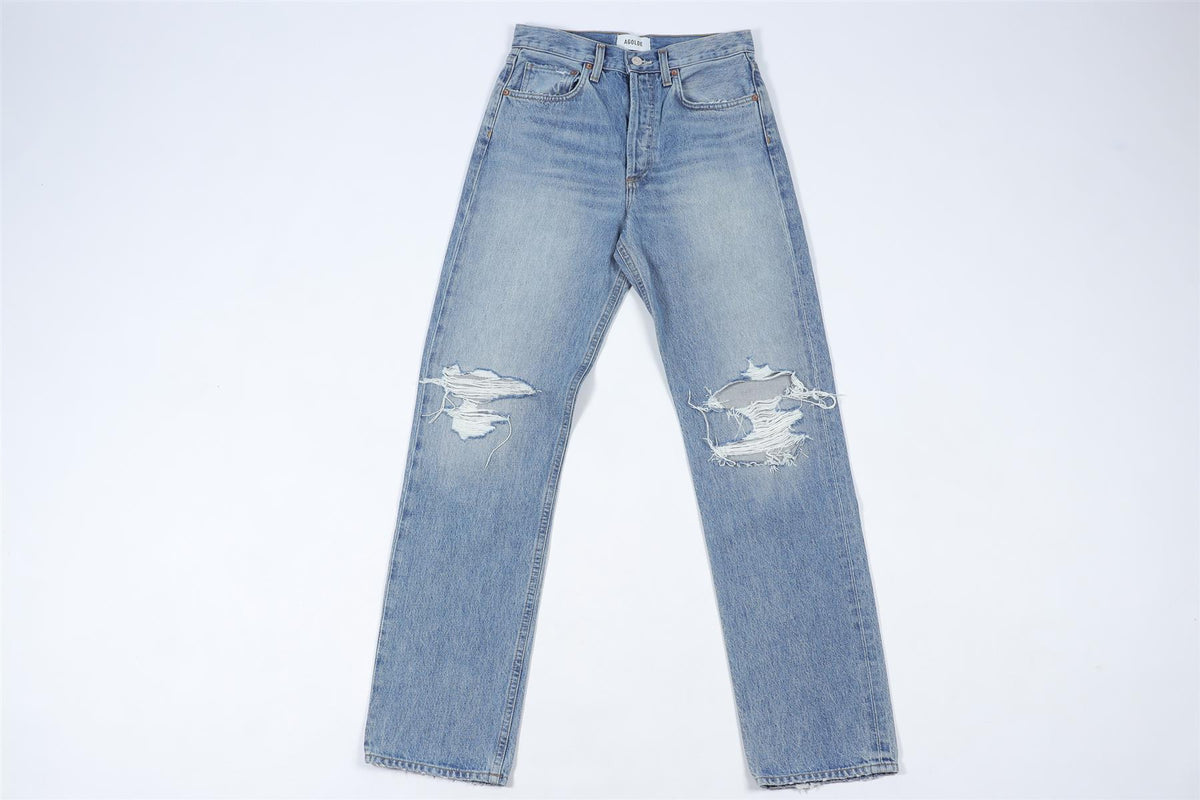 AGOLDE BLUE RIPPED DENIM JEANS W24 UK 6