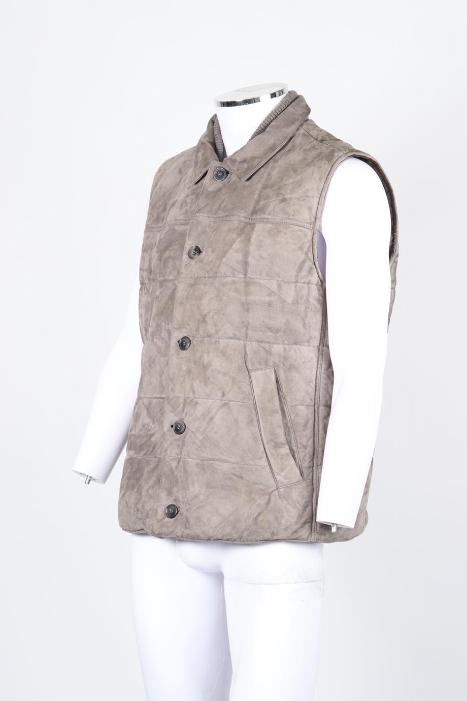 MANDELLI MEN'S QUILTED PADDED SUEDE VEST XLARGE