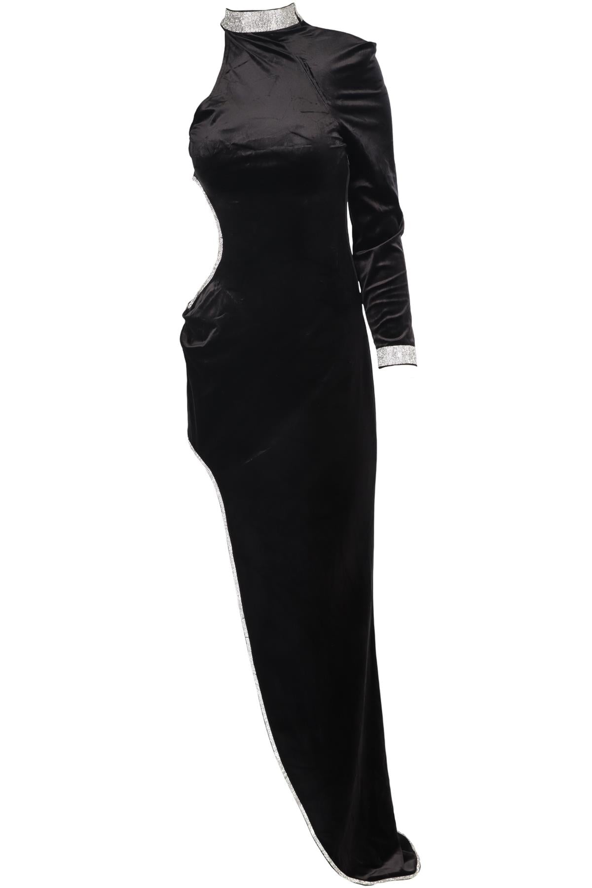 BRONX AND BANCO BLACK VELVET MAXI DRESS MEDIUM