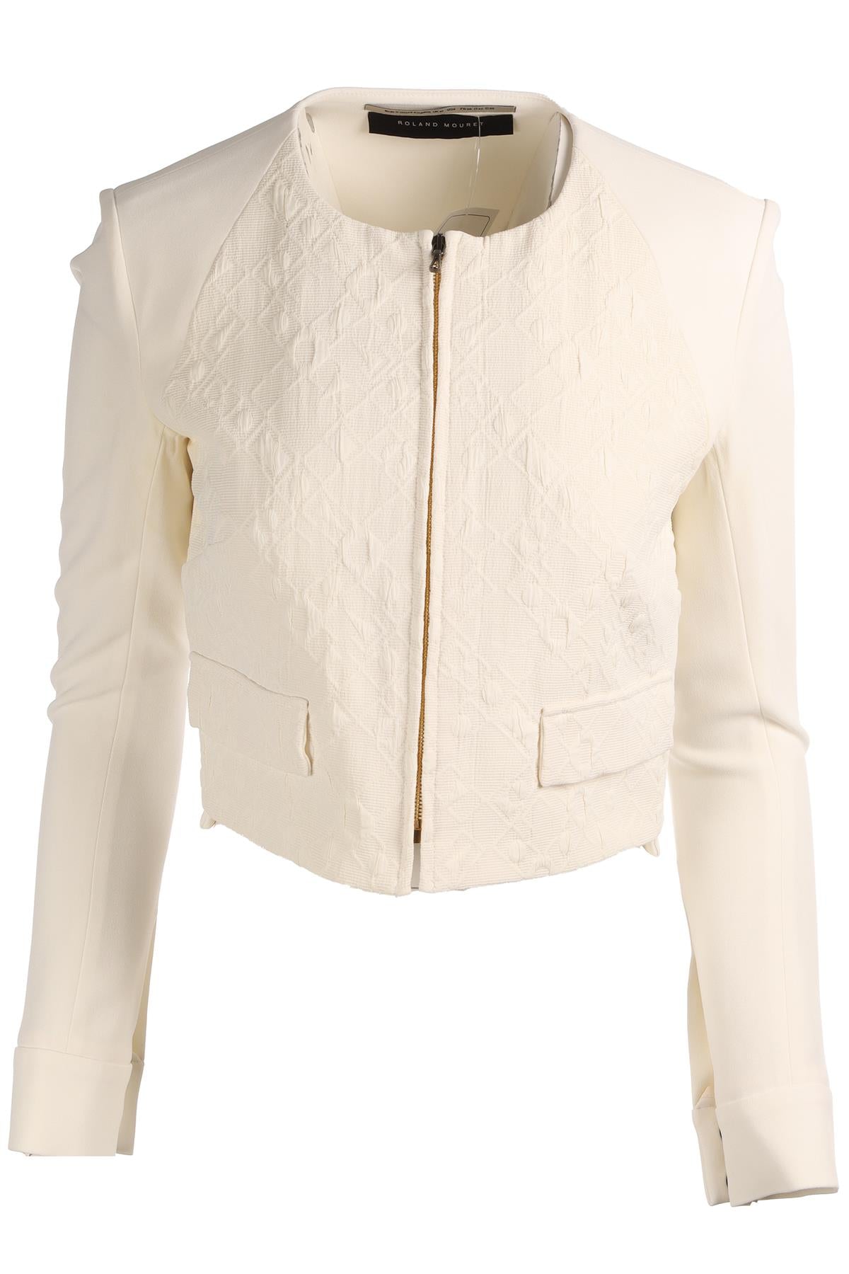 ROLAND MOURET WHITE CREPE JACKET UK 10