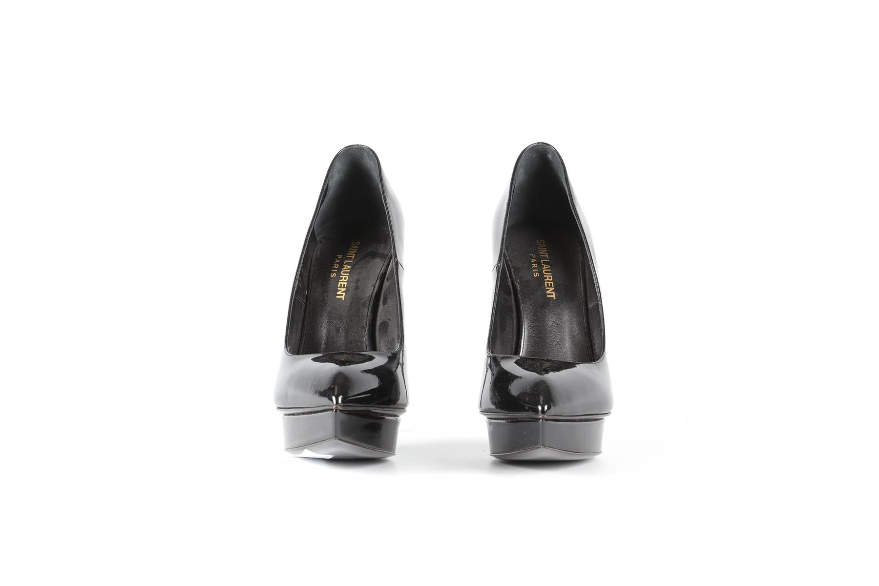 SAINT LAURENT PATENT LEATHER PLATFORM PUMPS EU 38 UK 5 US 8