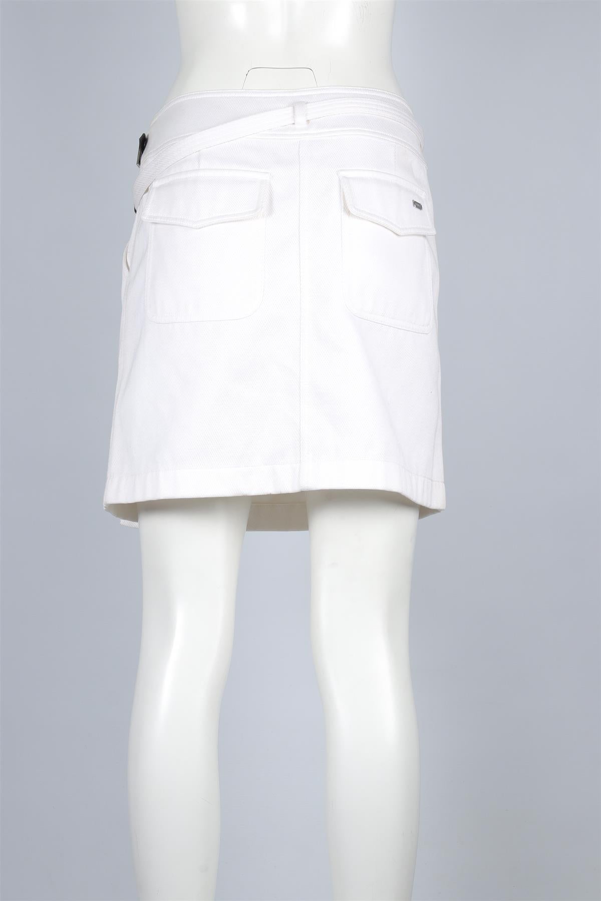 CHANEL WHITE 2000 DENIM MINI SKIRT FR 42 UK 14