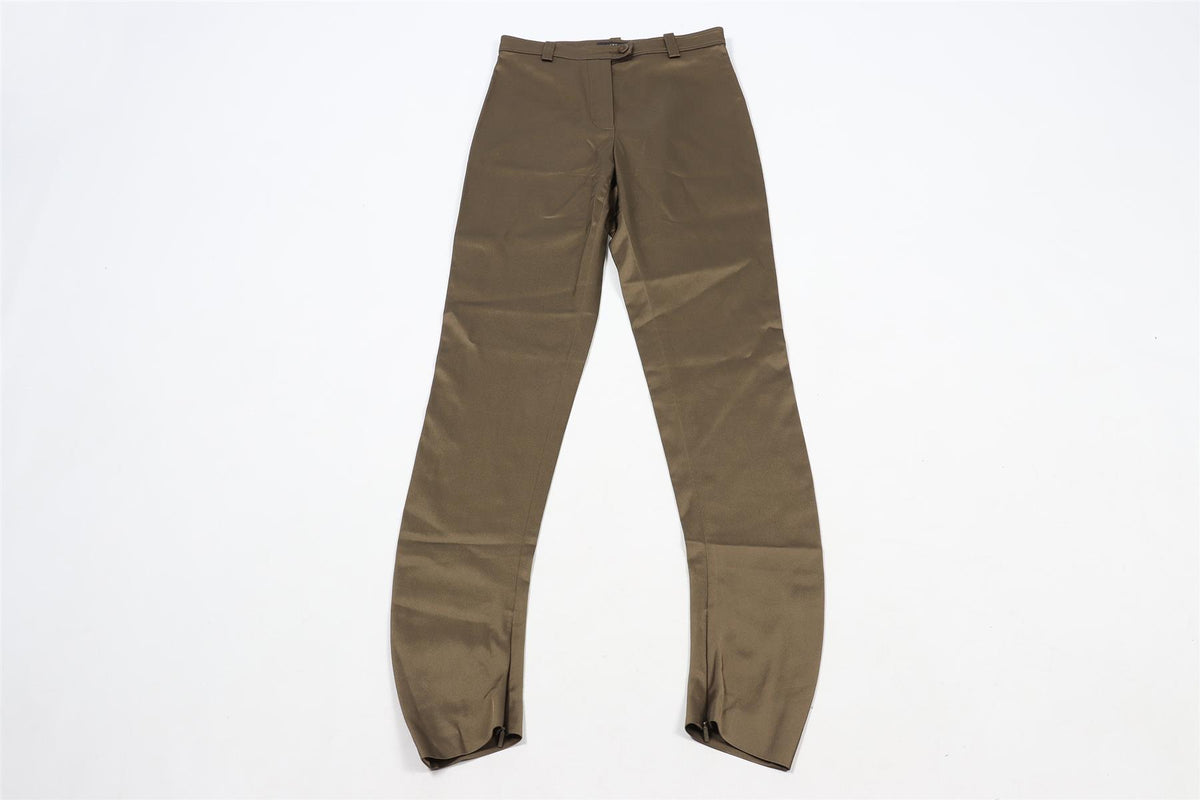 VERSACE GREEN VINTAGE SATIN SKINNY PANTS IT 38 UK 6