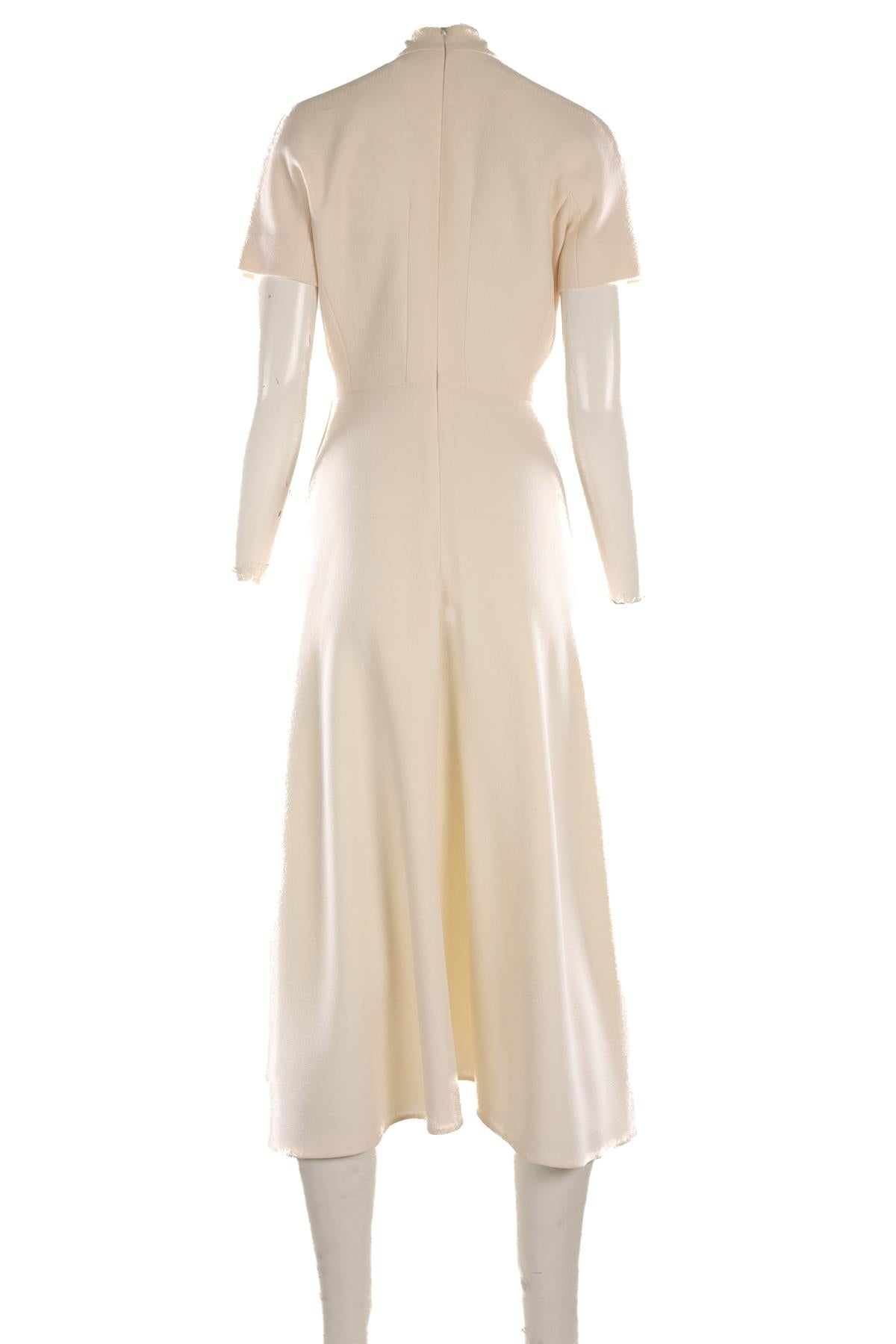 EMILIA WICKSTEAD CREAM CREPE MIDI DRESS UK 14