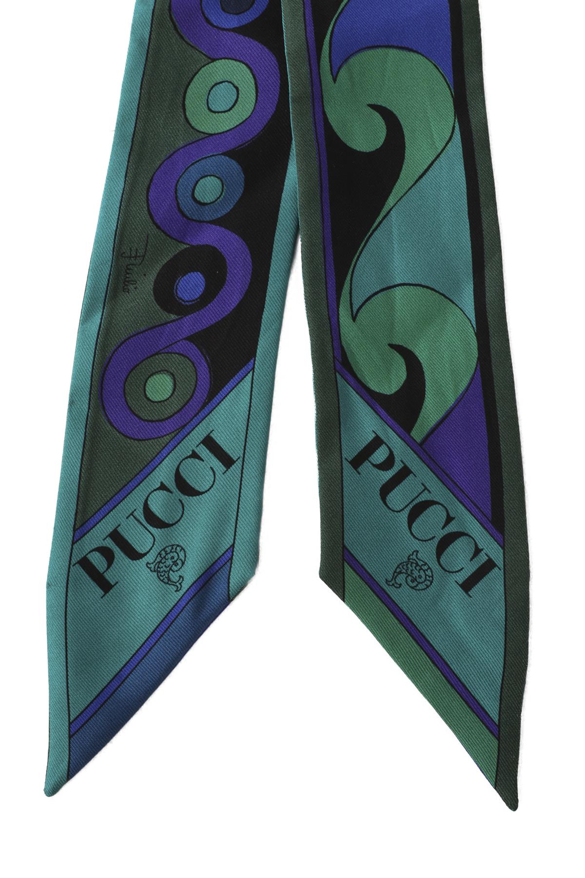 PUCCI GREEN SILK TWILLY SCARF