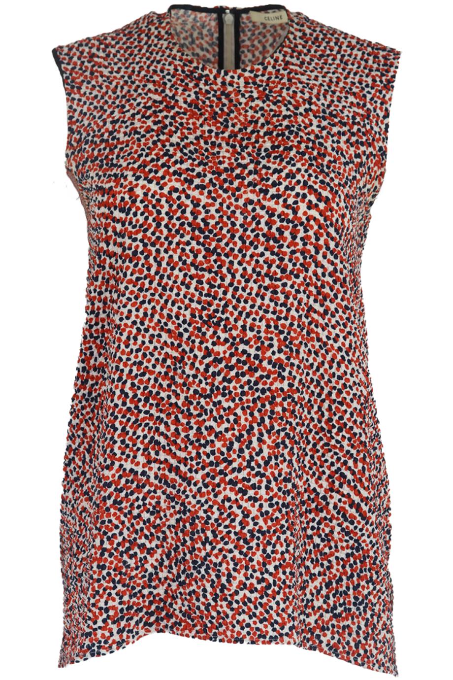 CELINE PRINTED SILK BLEND TOP FR 36 UK 8