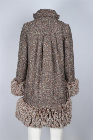 DIANE VON FURSTENBERG BROWN WOOL COAT US 2 UK 6