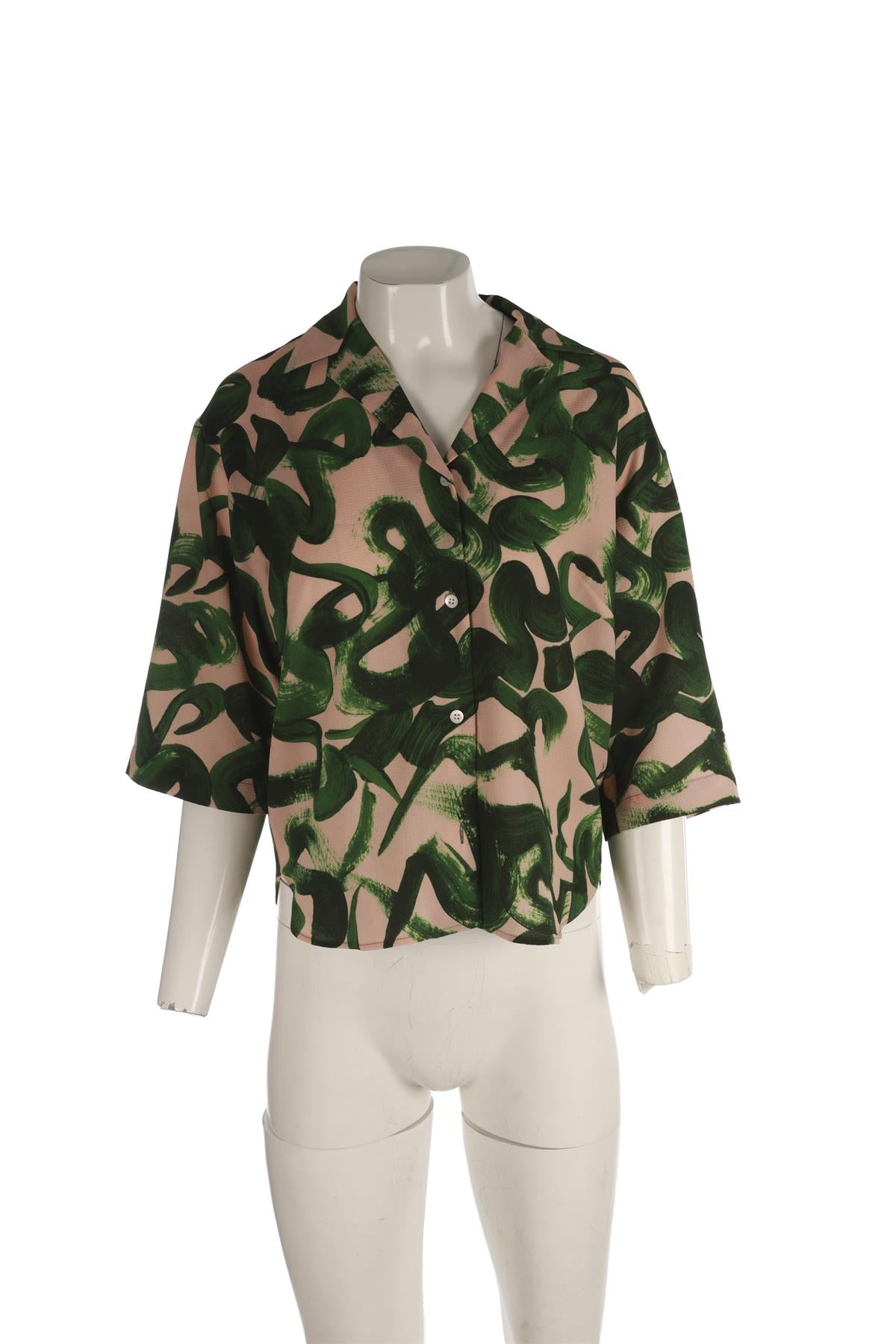 DRIES VAN NOTEN GREEN CREPE SHIRT FR 36 UK 8