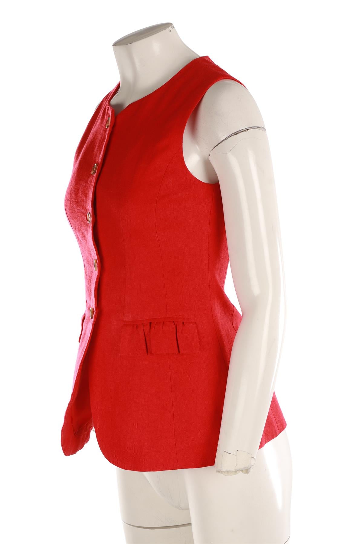POSSE RED LINEN TOP XSMALL