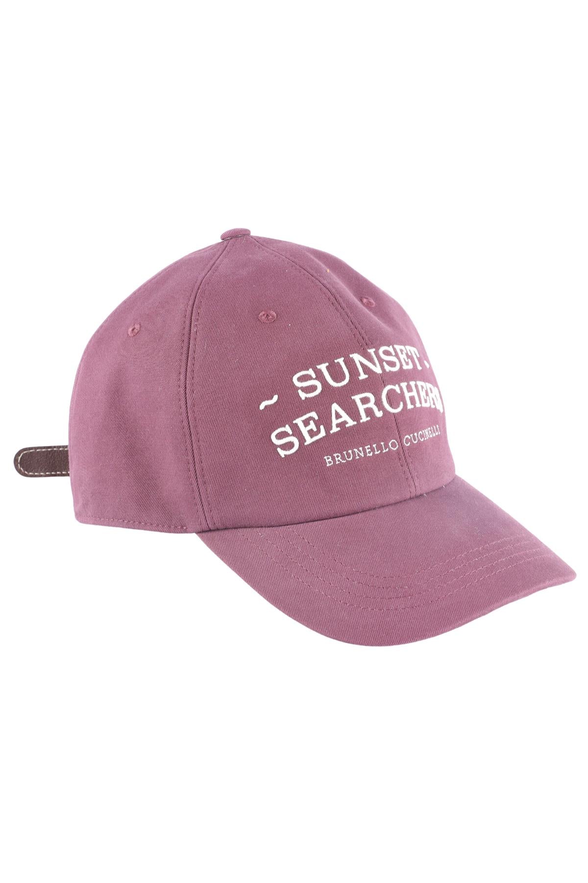 BRUNELLO CUCINELLI BURGUNDY MEN'S COTTON BASEBALL CAP ONE SIZE