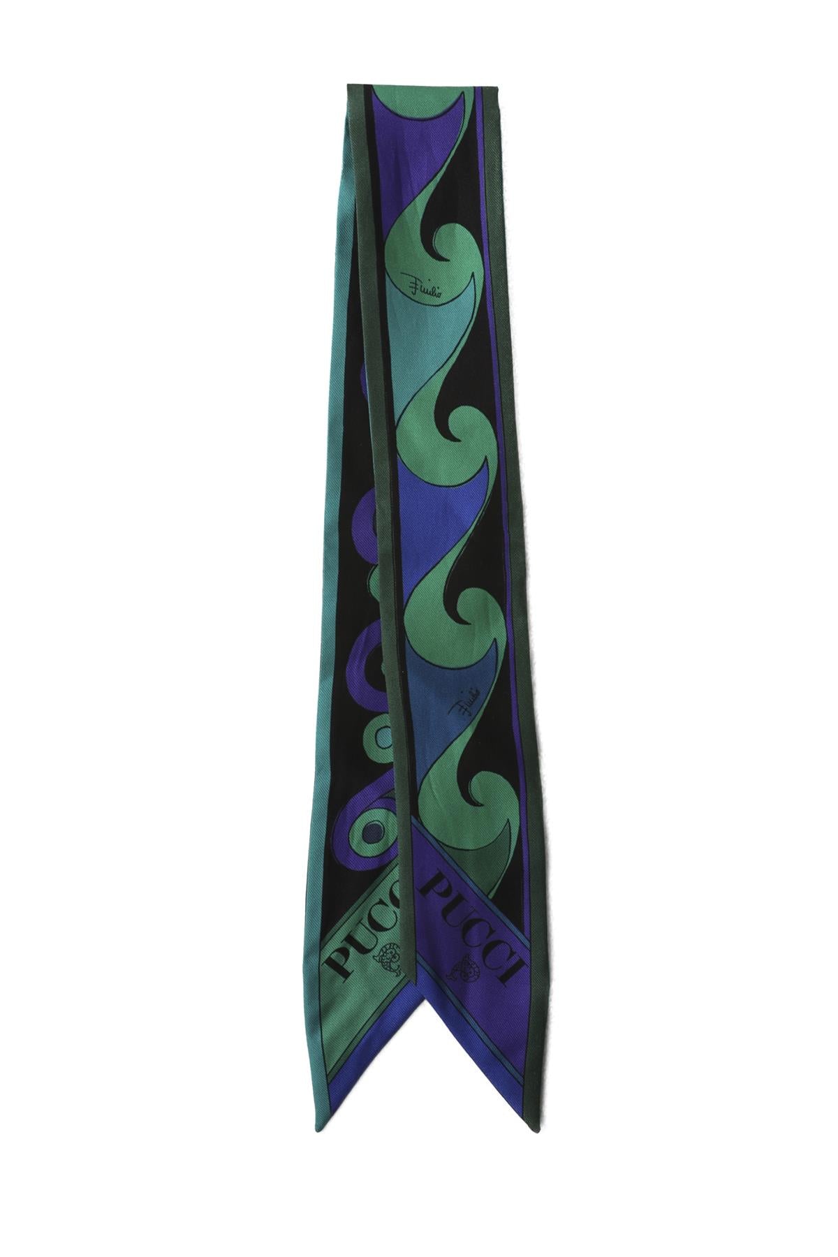PUCCI GREEN SILK TWILLY SCARF