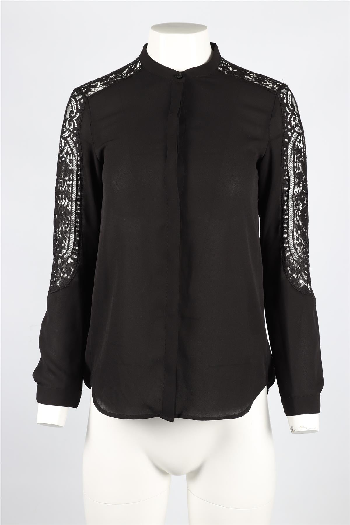 THE KOOPLES BLACK CHIFFON AND LACE SHIRT SIZE XS