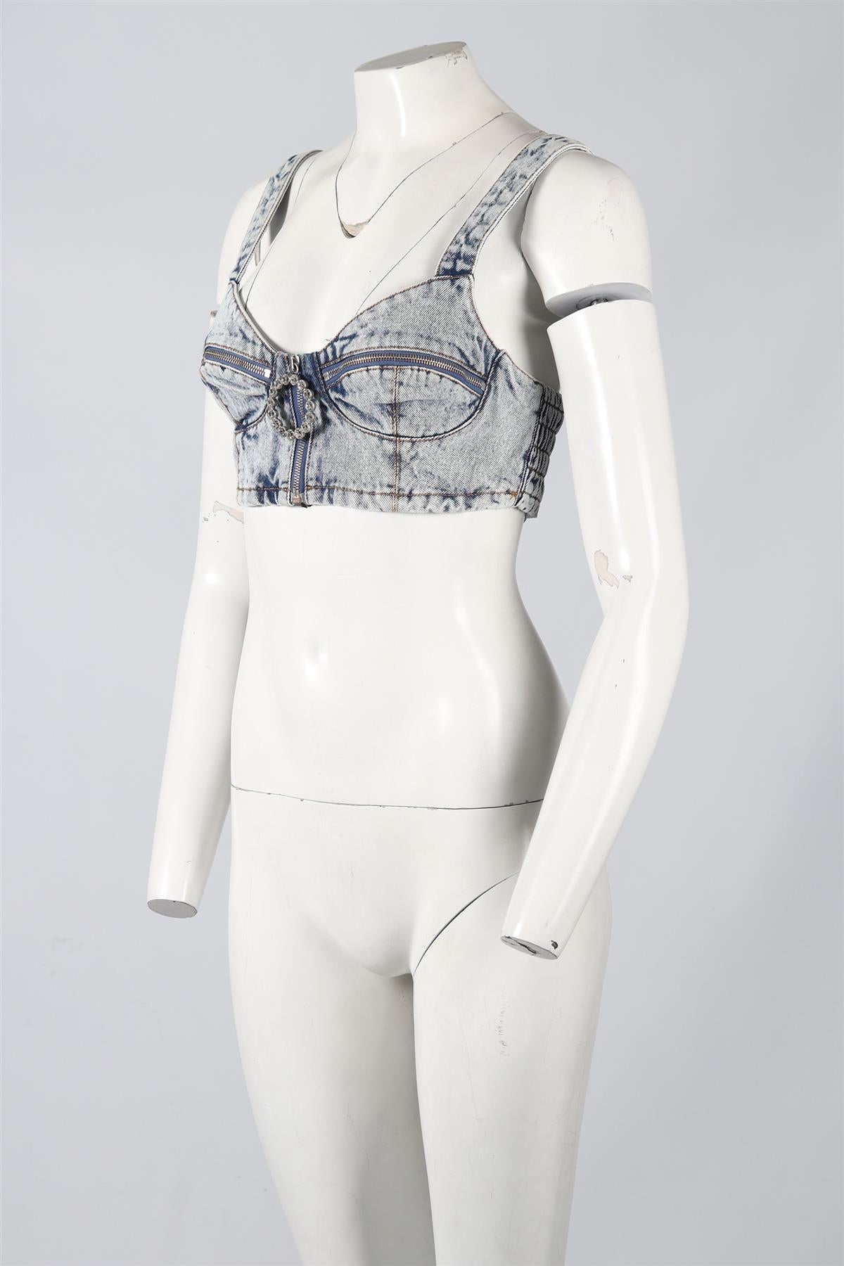 ALESSANDRA RICH CROPPED DENIM TOP IT 42 UK 10