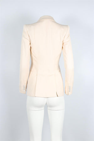 ALEXANDER MCQUEEN IVORY SILK AND WOOL BLEND BLAZER IT 38 UK 6