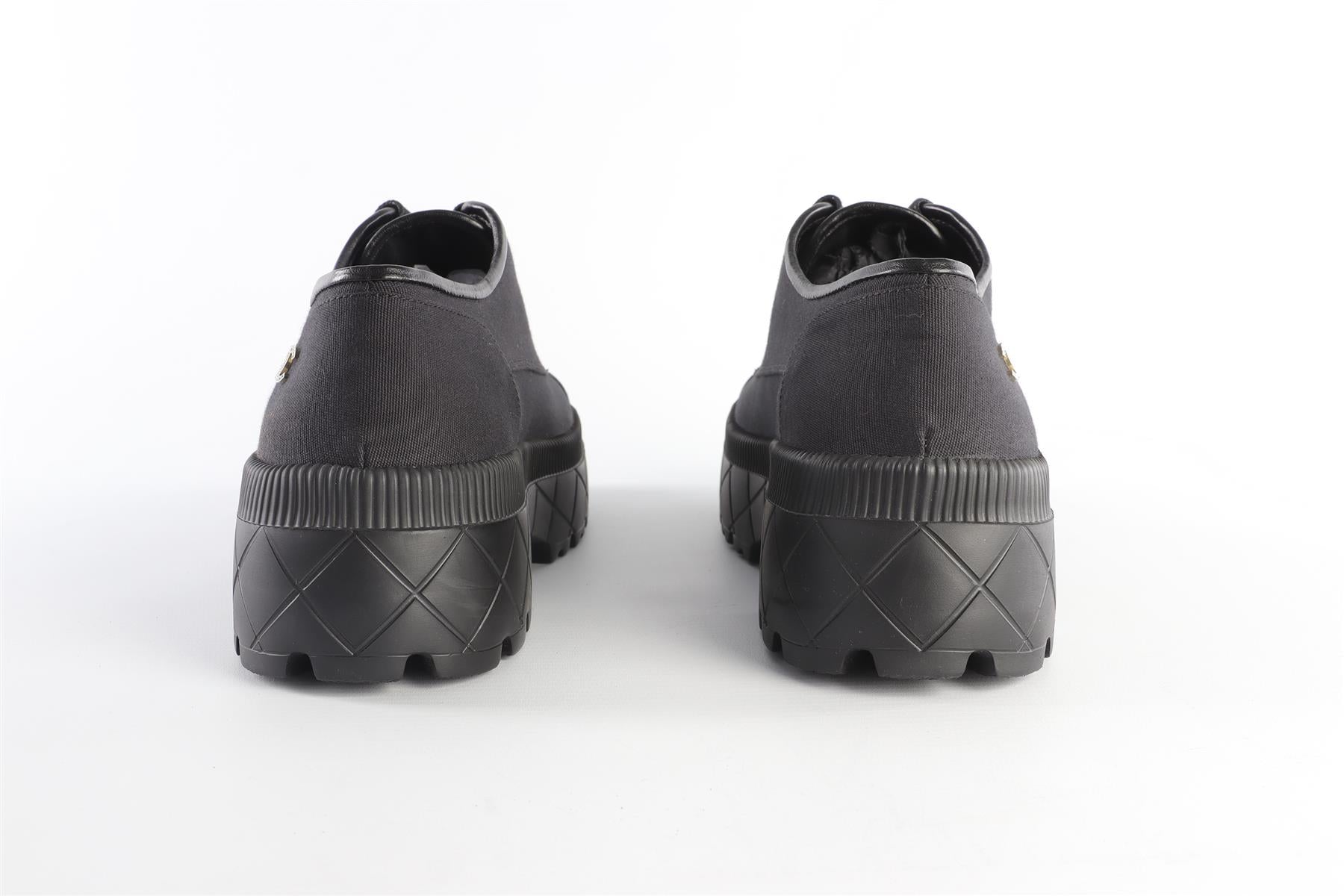 CHANEL BLACK 2024 CANVAS PLATFORM SHOES EU 40 UK 7 US 10