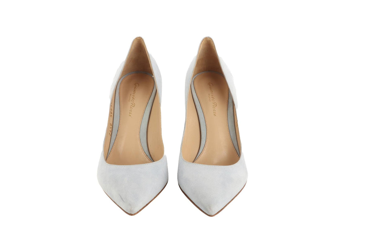 GIANVITO ROSSI BLUE SUEDE PUMPS EU 38 UK 5 US 8