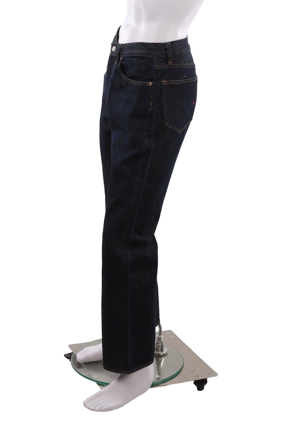 BLUE MEN'S HIGH RISE STRAIGHT LEG JEANS