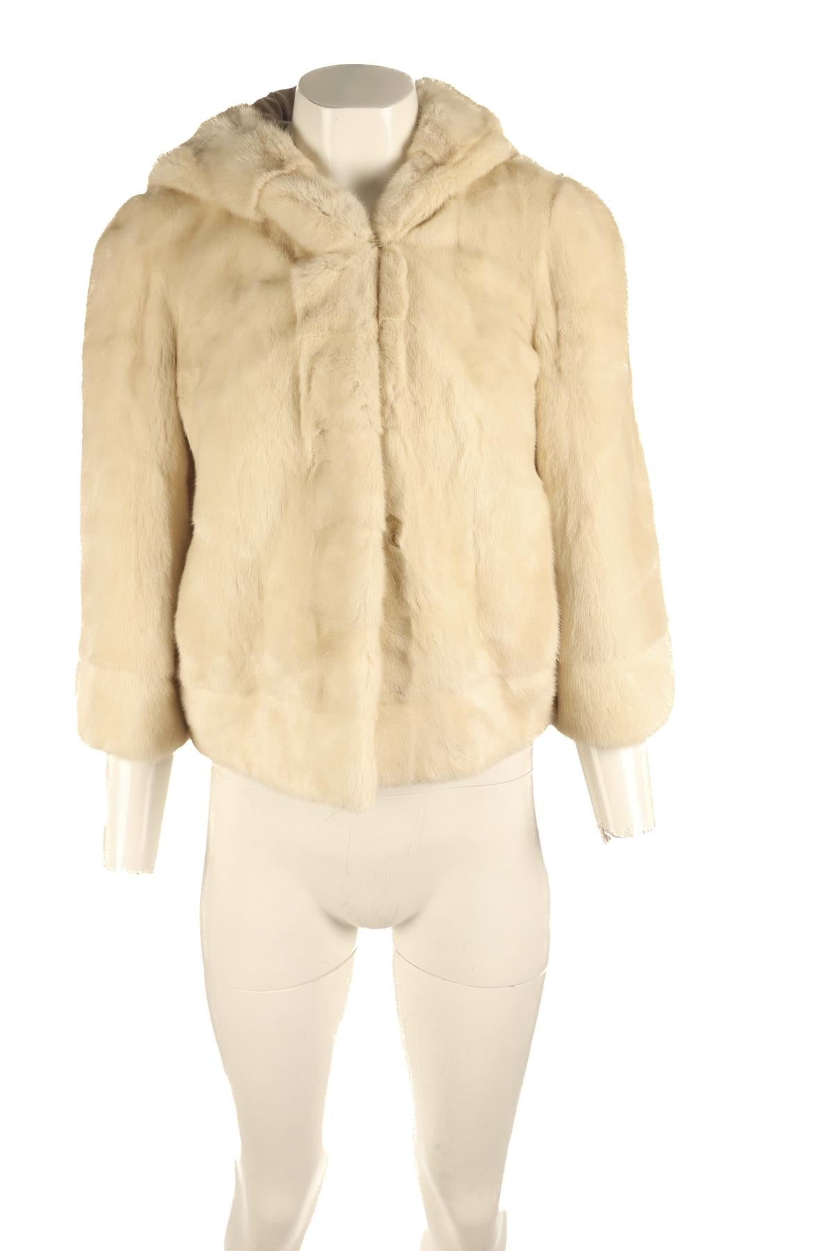 YVES SALOMON CREAM MINK FUR JACKET FR 38 UK 10