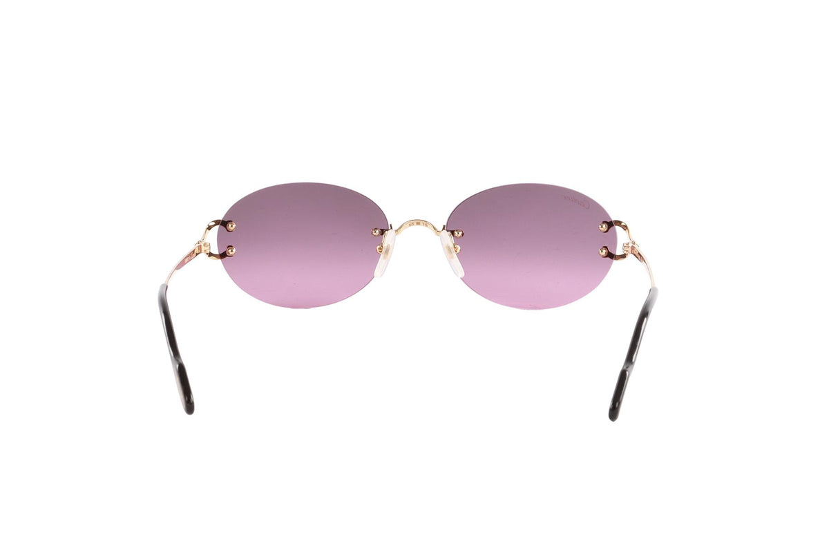 CARTIER PURPLE ROUND FRAME METAL SUNGLASSES